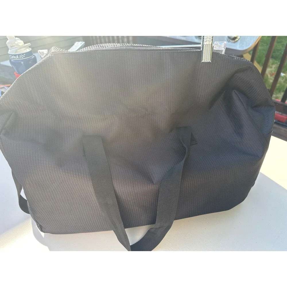 Giorgio Armani Fragrances Black Mesh Duffel Bag Travel Weekend Gym Bag Logo Gold